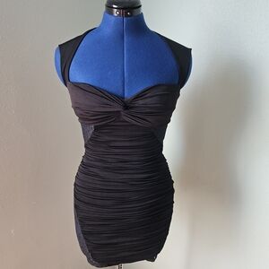 Bebe Black Ruched Mini Dress